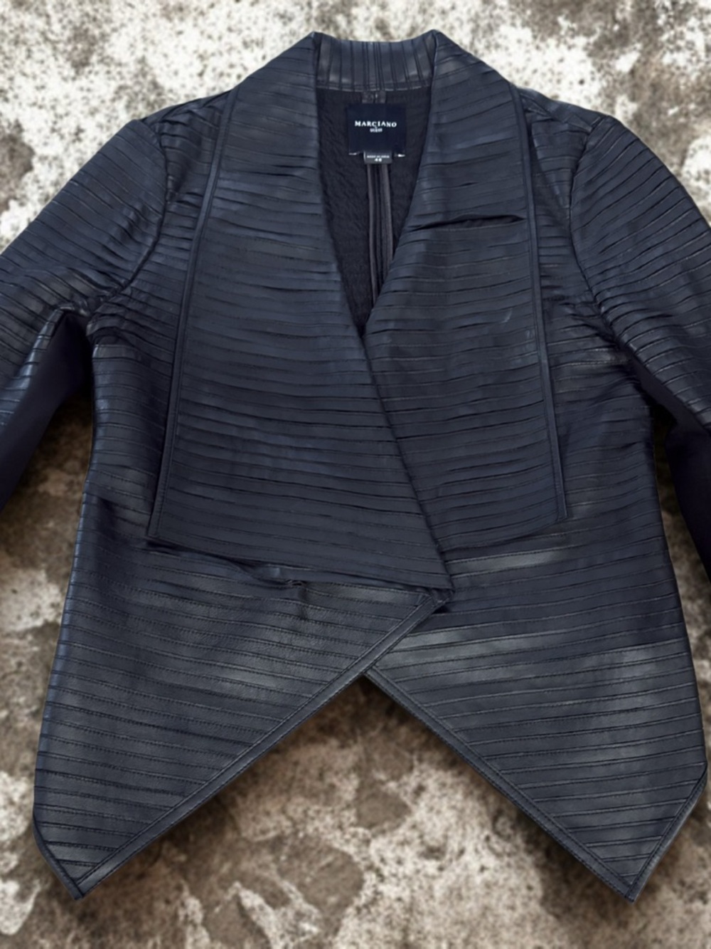 Marciano Black Striped Draped Blazer
